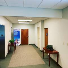 Commercial painting project for reception desk area at Hitachi Medical office by Pro Finish Painting and Drywall from Chagrin Falls, Ohio